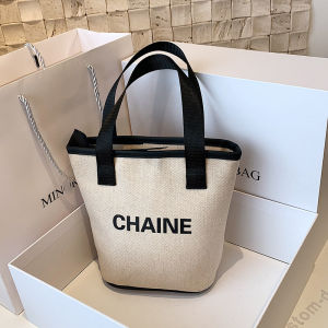 Trendy Canvas Bucket Bag Womens Handbag Fashionable Small Bag Outing Mommy Bag Water Bucket Bag Ins Stylish Bag Youth Leisure