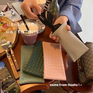 BV Style ~ Minimalist Glasses Bag Pure Color Woven PVC Leather Glasses Sunglasses Buggy Bag Shrapnel Myopia Sunglasses Bag