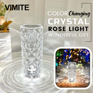 Vimite LED Acrylic Crystal Table Lamp USB Rechargeable 3 Colors Dimming Bedroom Lamp Shade with Touch Control for Room Bedside Desk Decoration Ambience Night Light Girlfriend Birthday Gifts