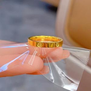 แหวนคู่รักสไตล์จีนแบบใหม่ แหวนนิ้วชี้ไททาเนียมสแตนเลสสำหรับผู้ชายและผู้หญิง แหวนทรงเรขาคณิตแบบเรียบง่ายและหรูหรา