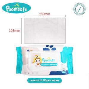 Poomsoft 5 Packs x 80 Sheets Gentle Baby Wet Wipes Disposable Cotton