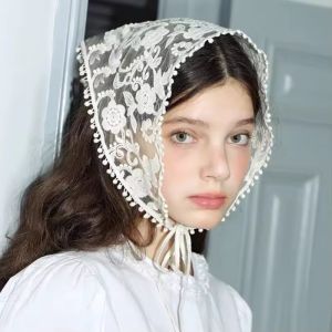 Photo Shoots Stylish Lace Headscarf Triangular Scarf Lace Flower Elegant Temperament Artistic Style Travel Photo