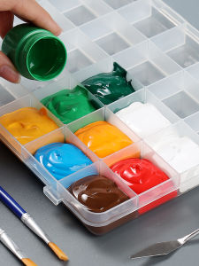 Large Capacity Acrylic Paint Palette Box Sealed Moisture Proof Flip Cover 20 Grids Watercolor Paint Storage Case Art Student