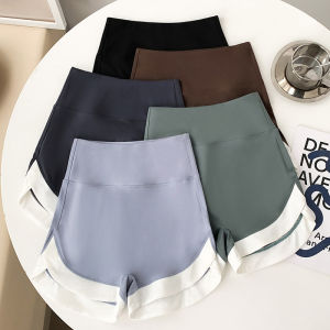 High-Waisted Thin Sharkskin Shorts Womens Summer Outdoor Wear Butt-Lifting Three-Quarter Length Base Layer Pants