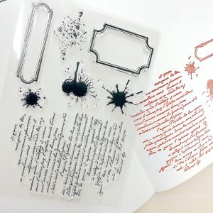 Handwriting Drop Ink Mark Art Scrapbooking Clear Stamps for Junk Journal Background Decoration Craft Supplies Paragraph Design
