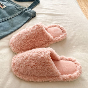 Thick Bottomed Furry Slippers Womens Warm Fluffy Slippers Student Home Use Cotton Slippers Anti-Slip Cute Cartoon Style