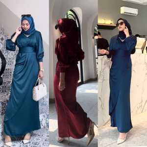 BISA COD - BEST SELLER NATHALIE DRESS BAHAN ARAMNY SILK MLXLXXL ( TURKI VERSION ) BUSUI FRIENDLY FREE BELT DRESS PESTAKONDANGAN DAN BRIDESMAID