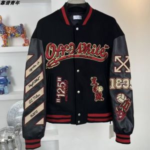 Reliable Youth Black Embroidered Baseball Jacket Mens American AC Loose Casual Couple Outerwear Windproof Polyester Lining