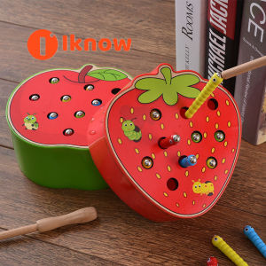 I know Magnetic insect catching game early education toy 1/2/3 year old hand eye coordination worm eating  strawberry fluke desktop game