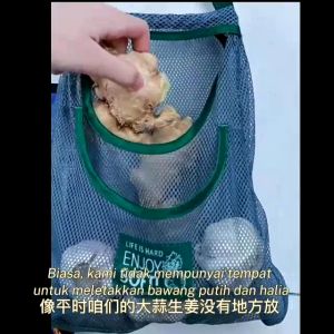 Hanging Mesh Bag Breathable Hollow Onion Potato Garlic Potato Storage Bag Vegetable Fruit Storage Kitchen Hanging Storage Bag