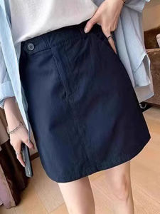 High-Waist Pear-Shaped Casual Short Skirt for Women Plus Size Summer Thin Style A-Line Silhouette with Pockets