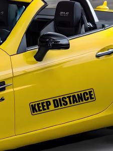 KEEP DISTANCE Car Sticker - High Visibility Warning Decal for Vehicles Motorcycles Trucks - Reflective Vinyl Safety