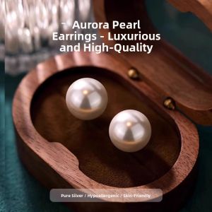 Luxury Pearl Earrings S925 Sterling Silver Pin Clip-ons