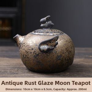 Iron Rust Glaze Japanese Retro Coarse Pottery Gongfu Teapot