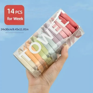 14PCS/Box Compressed Face Cleansing Towel Disposable Washcloth Portable Travel Towel Thickened Beauty Square Towel