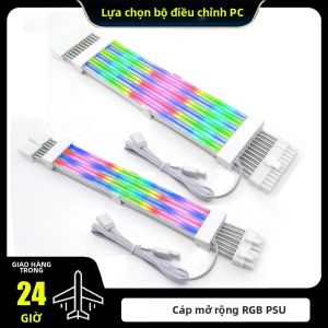 RGB PSU Cáp Nối Dài 24Pin ATX & 8Pin GPU Silicone Mềm Có Thể Uốn Cong Với 5V ARGB LED Flow Không Lian Li Tương Thích Phần Cứng PC
