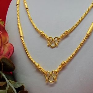 ผลิตภัณฑ์กระชับ 1-2 บาท สีทอง ชุบทอง สร้อยคอลายเสาเเน่นคั่นปล้องตัดลาย ยาว 20 24 นิ้ว น้้ำหนักเทียบเท่า กระบวนการสุขภาพสูงสุด
