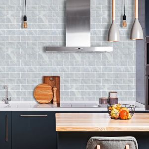NestHome 3D Kitchen Subway Tiles Wallpaper Sticker Backsplash 12X12in Waterproof Oil Heatproof TV Background Bathroom Wall Decor