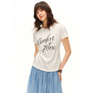 DUSHU | Customized Letter Print T-Shirt Women Summer Round Neck Short Sleeve
