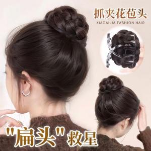 Elegant Bun Hairband Fake Hair High Hairline Grab Clip Flower Head Bun Hair Bundling Tool Back of Head Fake Hair Pack