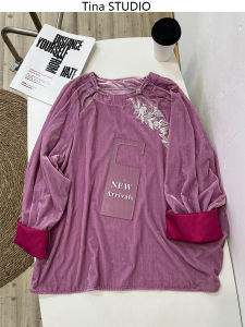 Handmade Embroidered Velvet Top Shirt Outerwear Womens Thin Transparent Chinese Style Cicada Wing Velvet Long Sleeve round Neck