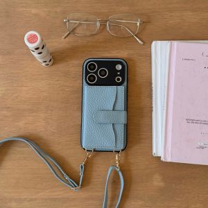 szhaiyu | Crossbody Lanyard Necklace Strap Leather Phone Case for IPhone Air 18 17 16 15 14 13 12 Pro Max 16 Plus Wallet Card Holder Cover