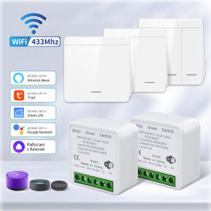 Wifi RF 433MHz Smart Switch Tuya Smart Life Remote Voice Control With Alexa Google Alice Wireless Wall Panel Switch Mini Module