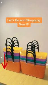 Plastic Hand Basket Shopping Bag Picnic Basket Storage Shoulder Bag Shopping Basket Tote Bag - Lightweight and Fashionable with Multiple Color Options