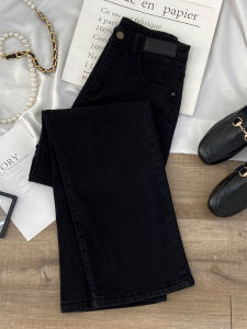 High Waist Straight Leg Black Skinny Jeans Womens Autumn New Fashion Slimming Small Size Wide Leg Pants Casual Cotton Stretch Denim