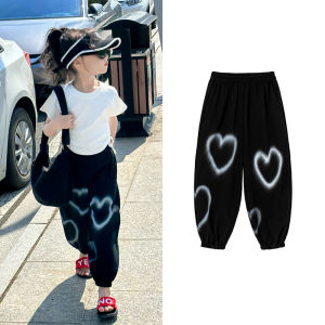 Princess Girls Sporty Mosquito-Resistant Fashionable Nine-Point Pants Summer Wear Childrens Clothing Korean Style Elastic Waist
