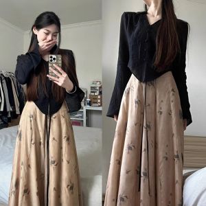 Áo Khoác Ngoài Phong Cách Trung Hoa Mới Dành Cho Nữ Mùa Xuân Thu Phong Cách Hàn Quốc Áo Sơ Mi Nhỏ Buộc Dây Áo Khoác Ngoài Dài Tay Màu Trơn