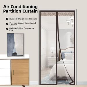 Windproof Thermal Insulation Kitchen Oil-proof Transparent Door Curtain Magic Tape
