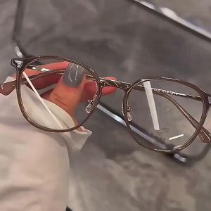 New Photochromic Glasses Stylish Round Frame Anti-Blue Light Glasses Removable Lenses UV400 Cermin Mata Hitam Anti Silau