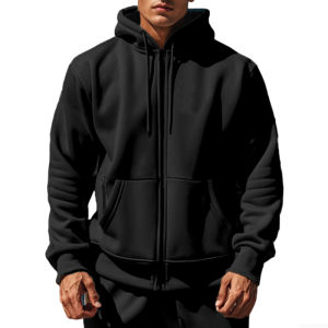 Mens Comfortable Fleece Hooded Sweatshirt Zipper Sports Shirt Long Sleeved Sweatshirt Autumn and Winter Season