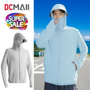 เสื้อกันแดดสำหรับผู้ชาย กันรังสียูวีระบายอากาศได้ดีสำหรับฤดูร้อน UPF50 + ชุดใส่ตกปลากลางแจ้ง มีสีเทาและสีฟ้า ขนาด Free Size สินค้าพร้อมส่ง