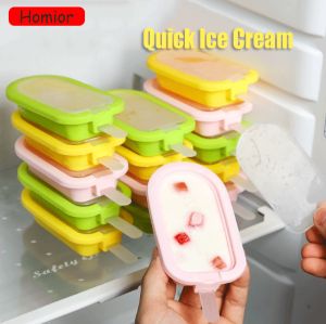 Homior แม่พิมพ์ไอศกรีมหนึ่งตารางขนาดใหญ่เกรดอาหารถาดซิลิโคนแบบ DIY แม่พิมพ์ไอศกรีมขนมหวานช็อคโกแลตแบบใช้ซ้ำได้เครื่องมือโฮมเมดฤดูร้อน