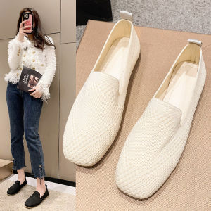 JIFANPAUL | Versatile Flat Square Toe Flyknit Shoes
