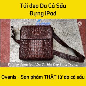 Túi Nam đeo chéo đeo vai Gù gai cá sấu Đen quý phái!