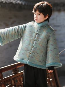 New Winter Childrens Tang Suit Style Cotton Jacket Boys New Years Clothing Hanfu Baby Boys Traditional Chinese New Year Outfit