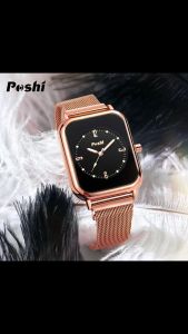 Poshi Jam Tangan Wanita Mode Bisnis Display Kuarsa Anti Air Jam Tangan Cewek Tali Magnet