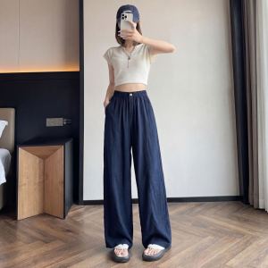 MOFANSHI | Old Money Style Linen Pants Large Size Silk Tencel
