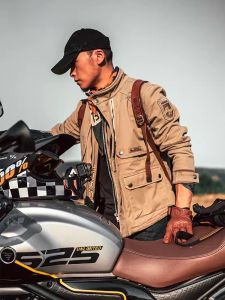 DUHAN(duhan) | Duhuan Mens Retro Motorcycle Riding Jacket Windproof Warm Casual Canvas Armor Anti-fall Wear-resistant Commute Knight Suit