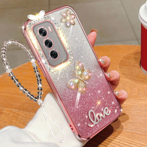 OPPO Reno12 เคสโทรศัพท์ผีเสื้อแวววาว 5G เพชรใสประดับสีสันสดใสรุ่น Pro พร้อมระบบป้องกันการตก