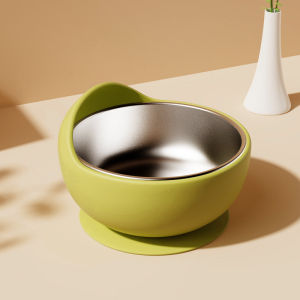 Edible Silicon 304 Stainless Steel Snack Catcher Complementary Food Baby Bowl Self-Eating Drop-Proof and Hot-Proof Kids Learning to Eat