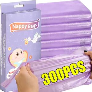 300Pcs Portable Disposable Diaper Scented Garbage Bags Travel Baby Poop Sacks for Diaper Disposal Feminine Products Pet Waste Sacks