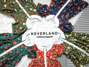 โปรโมชั่นเปิดร้านลดแรง 50% NEVERLAND ชุดเด็กผู้หญิง ลายคริสต์มาส Vol.1 คอปก แขนสั้น ผ้า Cotton 100%
