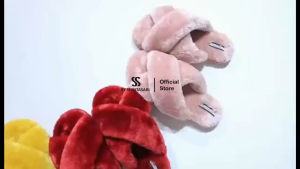 SS BY SHINTASARI - Alexa Sandal Bulu Warm Bentuk Silang Anti Slip Sandal Bahan Angora Wool