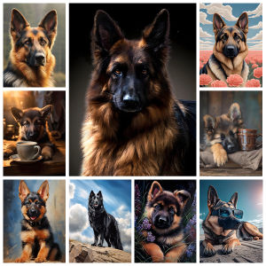 German Shepherd Dog 5D Diamond Painting Pet Dog Art Portrait Diy Diamond Embroidery Cute Dog Home Decor Hand Mosaic Oil Painting
