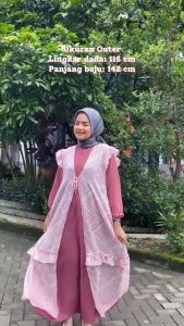 Gamis Kondangan Set Outer Zaskia Dres Crinkle Airflow Mix Ceruty Babydoll