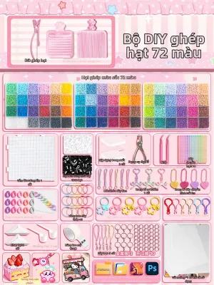 KAIMOXIONG | Bộ Đồ Chơi DIY Làm Vòng Hạt Cho Bé Gái Có Sắt